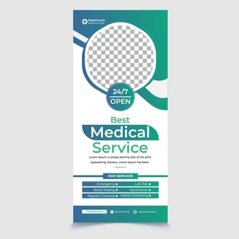 Medical Health care Roll up banner Multipurpose business Blue Green pharmacy spa, Beauty heart product promotion signage standee vector layout.