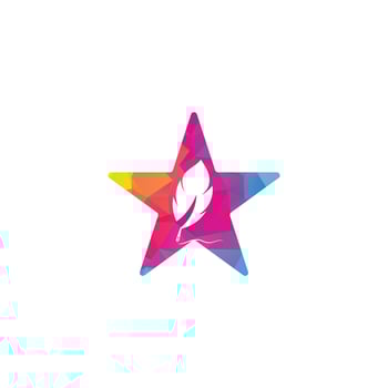 Feather Quill star shape concept symbol vector design. Education and publication logo concept.