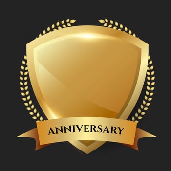 Golden anniversary celebration shield vector