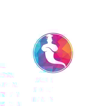 Graduate Genie logo. Genie Logo Design. Magic Fantasy genie concept logo. vector