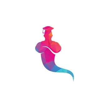 Graduate Genie logo. Genie Logo Design. Magic Fantasy genie concept logo. vector