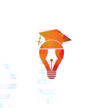 Light bulb and graduation cap logo. Creative Lamp Idea Genius Logo Design Symbol. vector