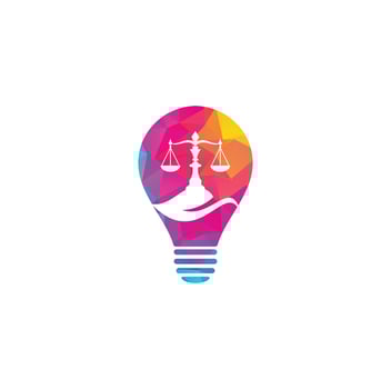 Leaf and law bulb shape concept logo design template. Green Scales logo concepts. Law firm with Leaf logo vector