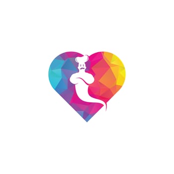 Genie food heart shape concept logo design. Genie Food Delivery Logo Design. vector