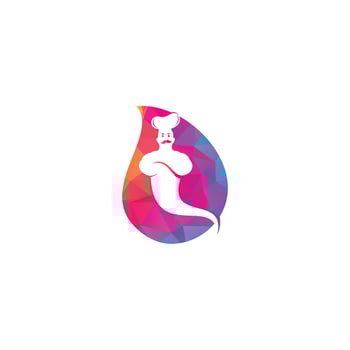 Genie food drop shape concept logo design. Genie Food Delivery Logo Design. vector