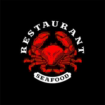 Red Crab restaurant logo. Seafood restaurant emblem. vector illustration.