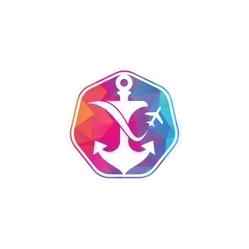 Anchor and airplane logo combination. Anchor and airplane symbol or icon. Unique travel and flight logotype design template. vector