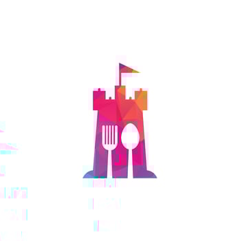 Food Castle Logo Template. Fort and food sign combination logo concept vector