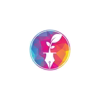 Leaf and pen logo design. Education and writer community Logo. vector