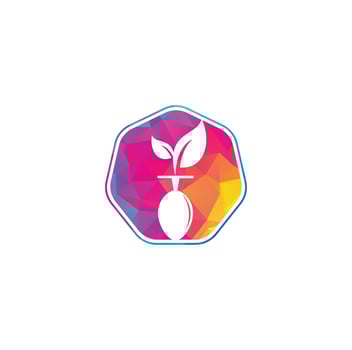 Healthy food logo template. Organic food logo with spoon and leaf symbol. vector