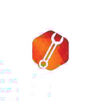 wrench logo design template vector. Wrench repair logo icon with swoosh graphic element vector