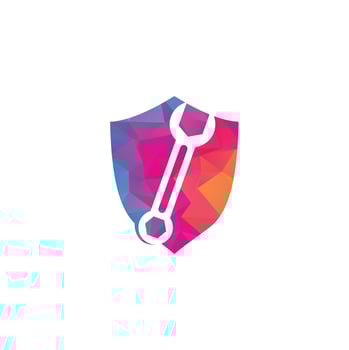 wrench logo design template vector. Wrench repair logo icon with swoosh graphic element vector