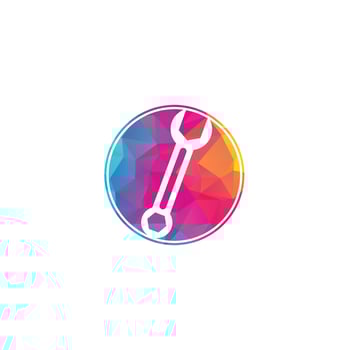 wrench logo design template vector. Wrench repair logo icon with swoosh graphic element vector