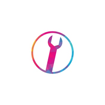 wrench logo design template vector. Wrench repair logo icon with swoosh graphic element vector