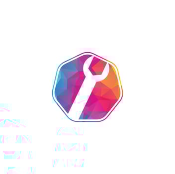 wrench logo design template vector. Wrench repair logo icon with swoosh graphic element vector