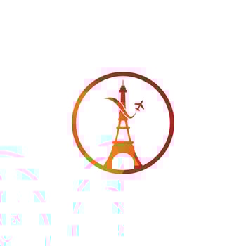 France Travel Logo. Paris eiffel tower with plane for travel logo design vector