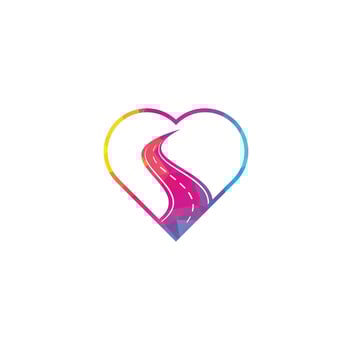 Road heart shape concept vector logo design template. Creative road journey logo design.