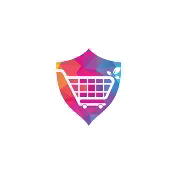 Green leaf shopping cart logo design inspiration. Shopping cart and leaf professional logo design vector