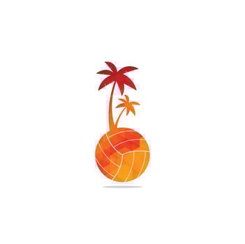 Beach vector logo design template. Volleyball beach palm tree logo.