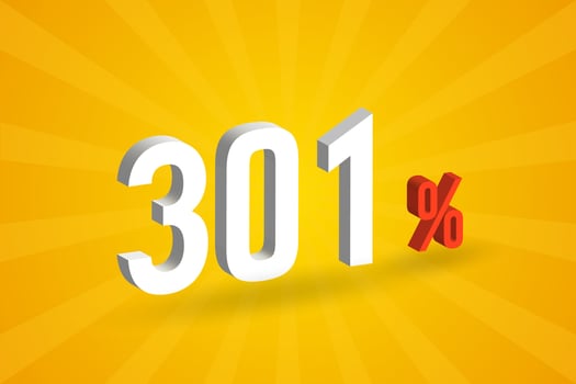 301 discount 3D text for sells and promotion. vector