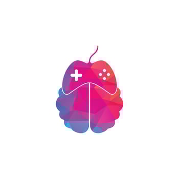 Brain game logo vector. Brain and game logo design vector