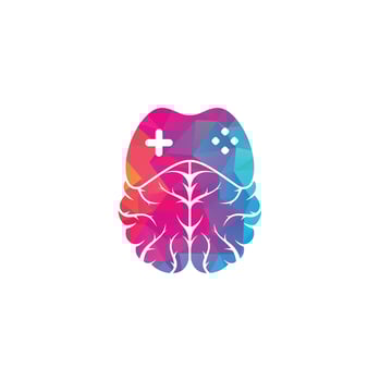 Brain game logo vector. Brain and game logo design vector