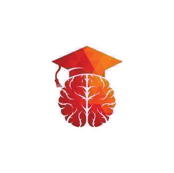 Brain and graduation cap icon design. Educational and institutional logo design. vector