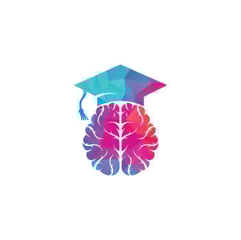 Brain and graduation cap icon design. Educational and institutional logo design. vector