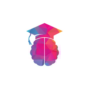 Brain and graduation cap icon design. Educational and institutional logo design. vector
