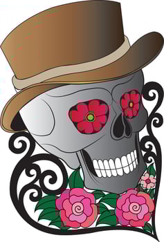Art skull day of the dead. Hand drawing and make graphic vector. vector