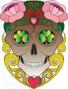 Art skull day of the dead. Hand painting and make graphic vector. vector