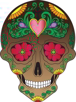 Art skull day of the dead. Hand painting and make graphic vector. vector