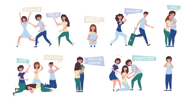 Panic People Flat Set vector