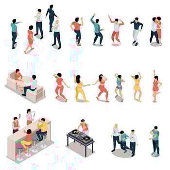 Night Club Isometric Set vector