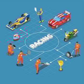 Racing Isometric Flowchart Composition vector