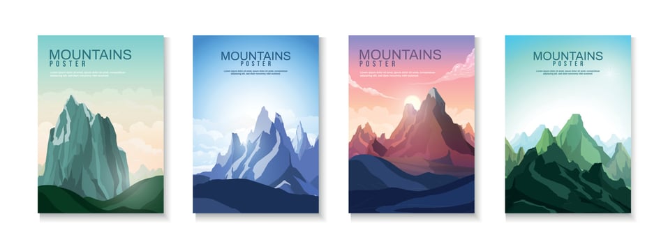Mountains Poster Set vector