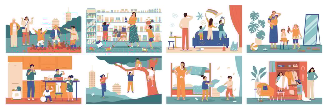 Flat Childhood Pranks Set vector