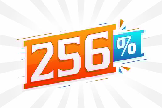 256 discount marketing banner promotion. 256 percent sales promotional design. vector