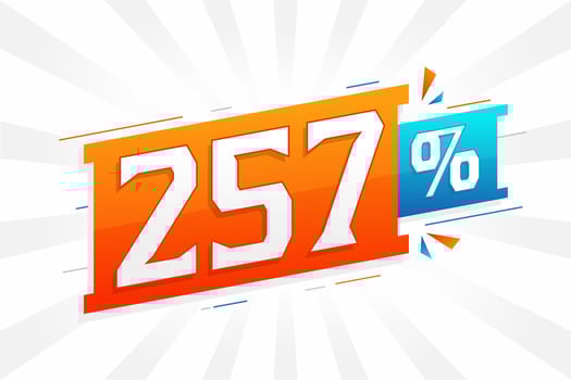 257 discount marketing banner promotion. 257 percent sales promotional design. vector