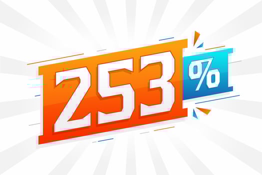 253 discount marketing banner promotion. 253 percent sales promotional design. vector