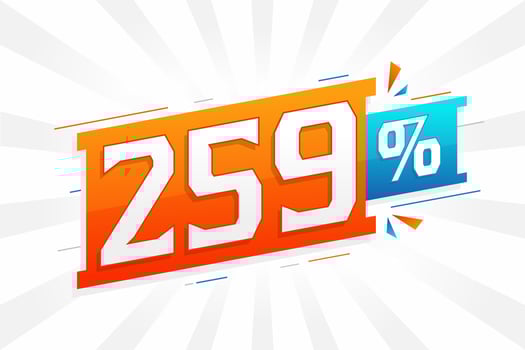 259 discount marketing banner promotion. 259 percent sales promotional design. vector