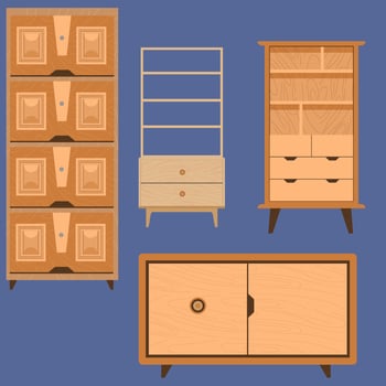 Wooden wardrobe flat vector