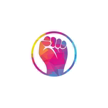 Fist hand power logo. Protest strong fist raised fight logo vector