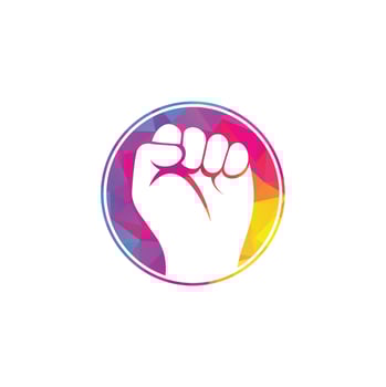 Fist hand power logo. Protest strong fist raised fight logo vector