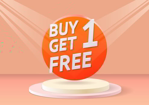 Buy one get one free sale banner vector