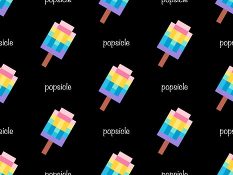 Popsicle cartoon character seamless pattern on black background vector