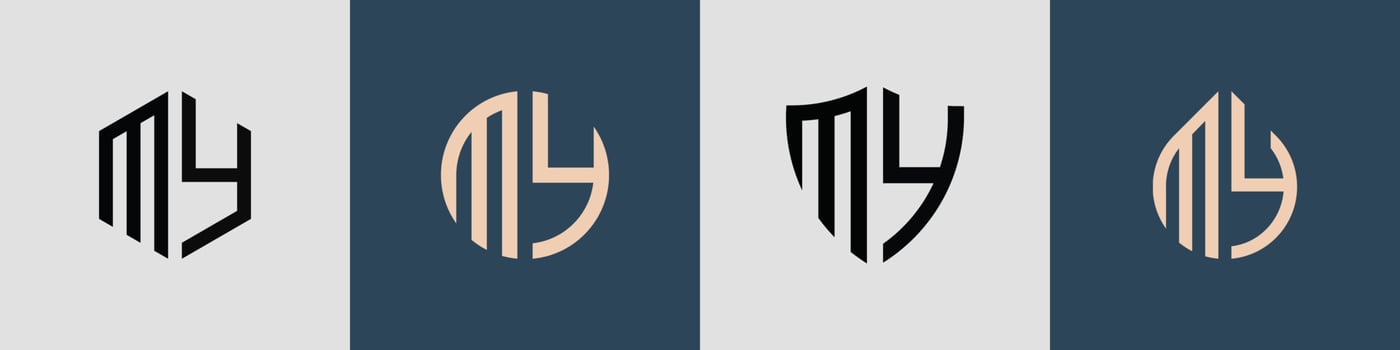 Creative simple Initial Letters MY Logo Designs Bundle. vector