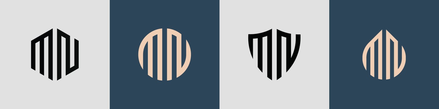 Creative simple Initial Letters MN Logo Designs Bundle. vector