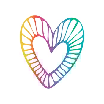 Vector doodle cute rainbow heart. Hand drawn illustration for design on theme of Valentine's Day, love, wedding, feelings, relationships