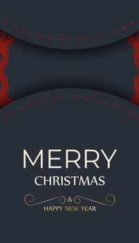 Happy new year poster template and red ornament. Merry Christmas Ready-to-print gray color greeting card design with winter patterns. vector